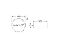 Umyvadlo na desku bez přepadu, 355x120 mm, kulaté, keramické (1)