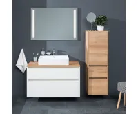 Opto, koupelnová skříňka, bílá/dub, 2 zásuvky, 1010x580x458 mm (2)