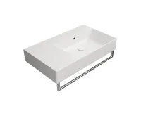 GSI KUBE X keramické umyvadlo 80x47cm, s odkládací plochou vlevo, broušená spodní hrana, bez otvoru, bílá mat (5)