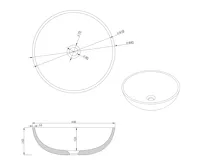 SAPHO TURF betonové umyvadlo na desku, včetně výpusti, Ø 44cm, černý granit (7)