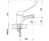 BRUCKNER HOFFER stojánková umyvadlová baterie, lékařská páka, chrom (2)