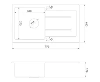SAPHO Granitový vestavný dřez s odkapem, 77x44cm, béžová (5)