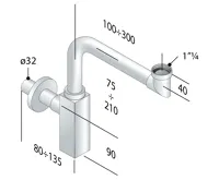 OMP TEA QUASAR umyvadlový sifon šetřící místo, 5/4" odpad 32mm, chrom (6)
