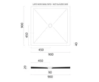 GSI Keramická sprchová vanička, čtverec 90x90x2cm, cenere mat (2)