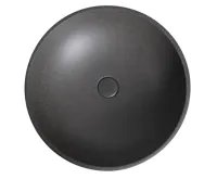 SAPHO TURF betonové umyvadlo na desku, včetně výpusti, Ø 44cm, černý granit (11)