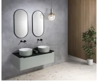 SAPHO AROWANA oválné zrcadlo v rámu 45x90cm, černá mat (3)