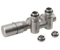 SAPHO TWIN COMBI připojovací sada ventilů termostatická pro střed.připojení, levá, nerez mat