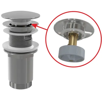 ALCAPLAST Výpust umyvadlová CLICK/CLACK G 5/4" s přepadem, velká zátka, kov, chrom-lesk A392C