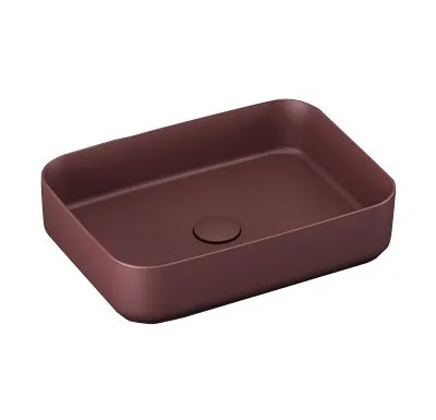 INFINITY RECTANGLE keramické umyvadlo na desku, 50x36 cm, Maroon Red