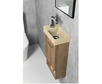 SAPHO PICCOLINO betonové umývátko 30,8x17cm, baterie vlevo, žlutá mat (9)