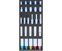 BGS Vložka do dílenského vozíku 1/3: nástrčná šestihranná hlavice, hloubka 11–22 mm, E-profil BGS Vložka do dílenského vozíku 1/3: nástrčná šestihranná hlavice, hloubka 11–22 mm, E-profil