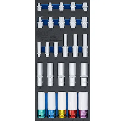 BGS Vložka do dílenského vozíku 1/3: nástrčná šestihranná hlavice, hloubka 11–22 mm, E-profil