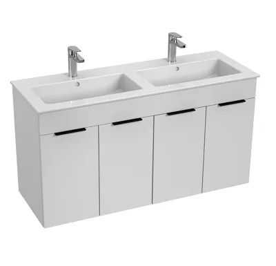 JIKA CUBE Skříňka se 4 dveřmi včetně dvojumyvadla 120 x 43 cm 453661 Bílá