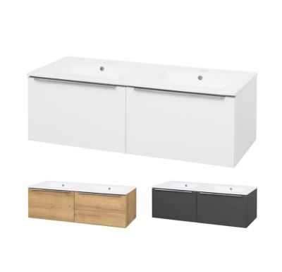 Mailo, koupelnová skříňka s keramickým umyvadlem, antracit, 2 zásuvky, 1210x476x365 mm