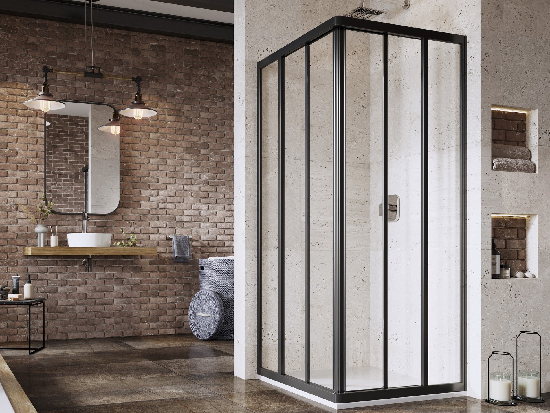 Ravak sprchový kout asrv3-75-198 černá+transparent