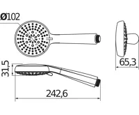 JIKA RIO Sprchová sada (ruční sprcha 3 funkce, Ø 100mm, sprchová nerezová hadice, držák), chrom (1)