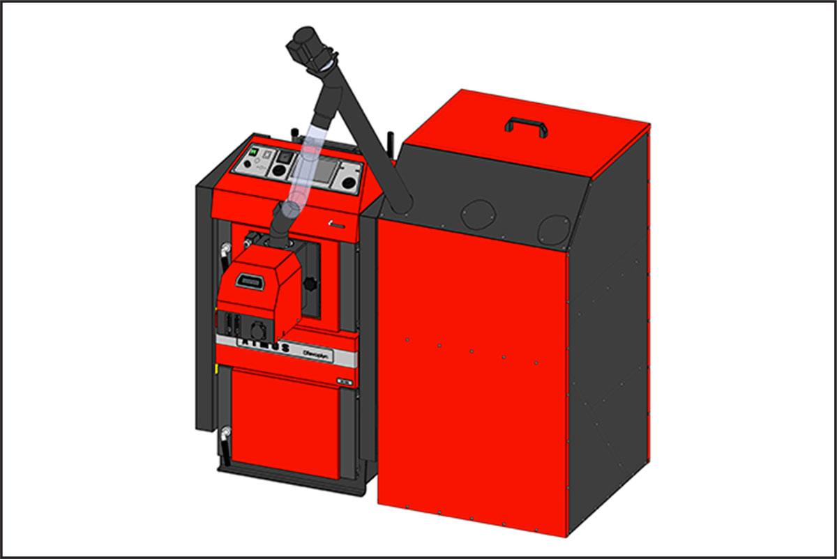 Atmos Kompaktní nádrž na pelety - Sada AZPU 400 C Design (červená)