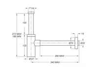 SAPHO Umyvadlový sifon 5/4", odpad 32mm, kulatý, černá mat (6)
