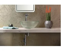 SAPHO RIPPLE skleněné umyvadlo na desku Ø 42cm, čirá s motivem (5)