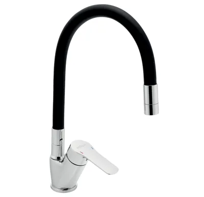 NOVASERVIS Dřezová baterie s černým flexi ramenem Metalia 54, chrom - 54014F,0C