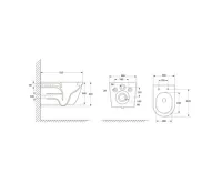 AQUALINE DENICA závěsná WC mísa, Vortex Rimless, 36x52cm, bílá (9)