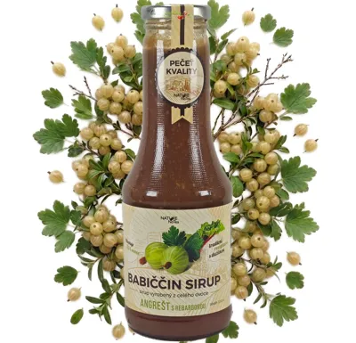 Nature NoTea s.r.o. Babiččin sirup - Angrešt s rebarborou 0.5l