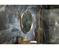 SAPHO NOTION kulaté zrcadlo v rámu ø 70cm, zlato mat (2)