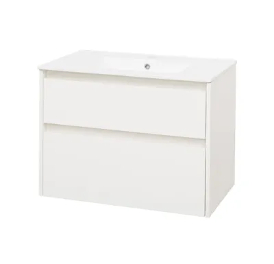 Opto, koupelnová skříňka s keramickým umyvadlem, bílá, 2 zásuvky, 810x580x458 mm