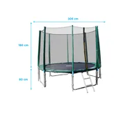 GoodJump 4UPVC zelená trampolína 305 cm s ochrannou sítí + žebřík + krycí plachta (1)