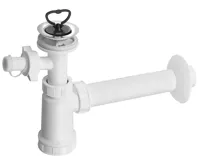 BRUCKNER Umyvadlový sifon s odbočkou, nerez výpust, zátka s uchem, DN40, bílá