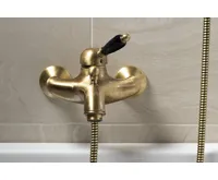 SAPHO KIRKÉ BLACK nástěnná vanová baterie, černá páčka, bronz (4)