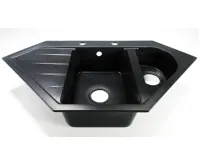 GRANISIL TARAGONA 965.10R Rohový granitový dřez s odkapem, černý granit (6)
