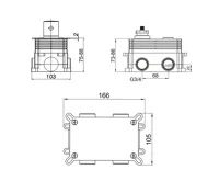 Termostatická podomítková tlačítková baterie - 3-cestná - bez krytu (1)