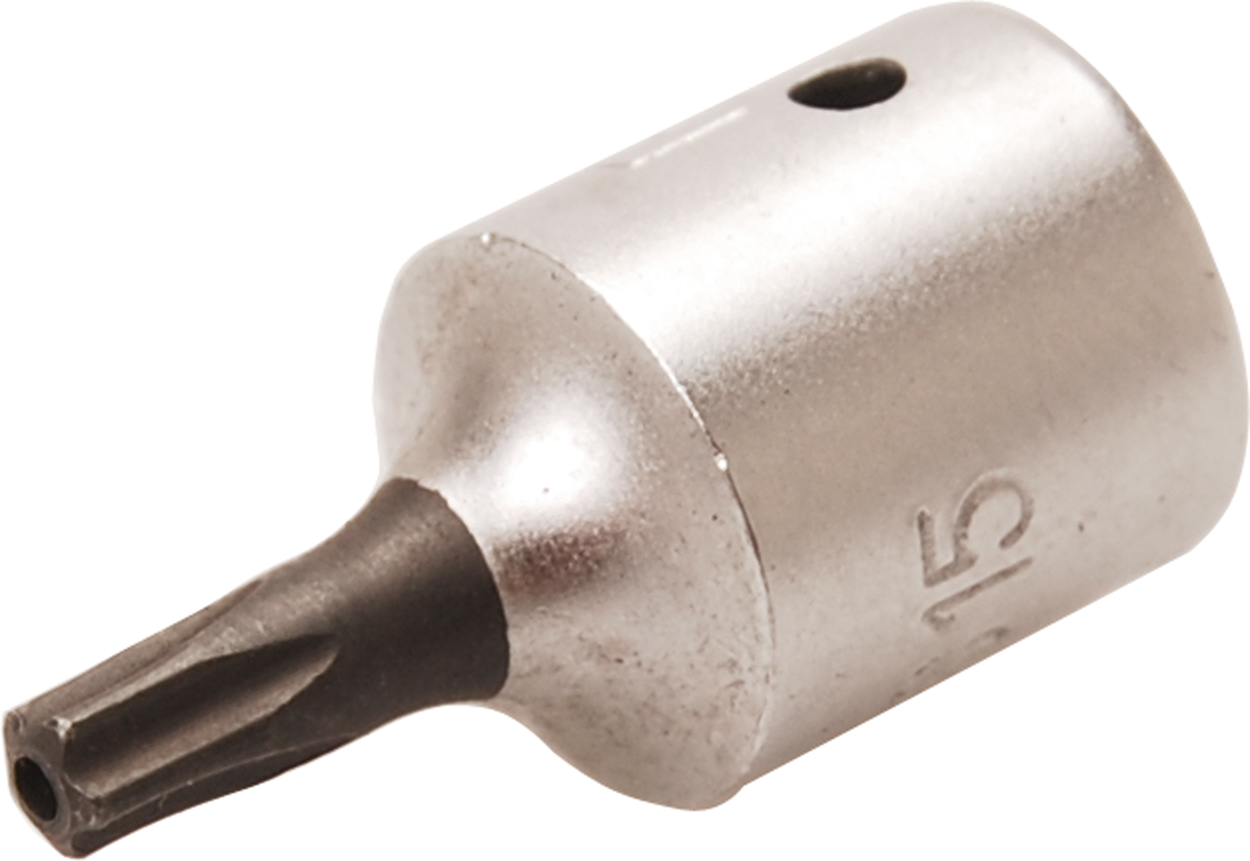 Bgs hlavice zástrčná 1/4" ts15 (5ti hvězda), s vrtáním