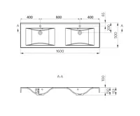 SAPHO FLAVIA dvojumyvadlo, litý mramor, 160x50cm, bílá (7)