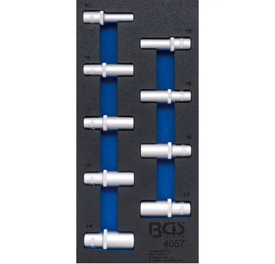 BGS Modul - hlavice nástrčné 1/2" 10-24 mm, šestihran. prodloužené, sada 9 dílů