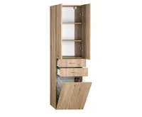 AQUALINE ZOJA/KERAMIA FRESH skříňka vysoká s košem 50x184x29cm, dub platin (3)