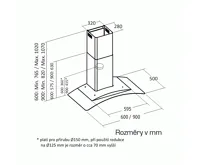 CATA Odsavač par GAMMA GLASS VL3 Nerez 600mm (1)