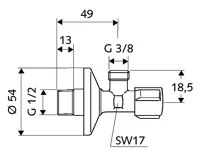 Schell COMFORT Rohový ventil 1/2" x 3/8" bez matky (1)