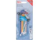 BGS Sada zahnutých klíčů,  vícebarevné,  T-profil (pro Torx) s otvorem a kulovou hlavou T10-T5 (3)
