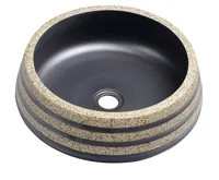 SAPHO PRIORI keramické umyvadlo na desku, Ø 41cm, černá/kámen SAPHO PRIORI keramické umyvadlo na desku, Ø 41cm, černá/kámen