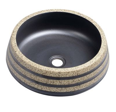 SAPHO PRIORI keramické umyvadlo na desku, Ø 41cm, černá/kámen