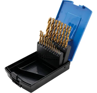 BGS Vrtáky spirálové, HSS-G, s titanovým povrchem, 1 - 10 mm, 19dílná sada