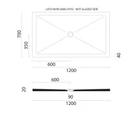 GSI Keramická sprchová vanička, obdélník 120x70x2cm, bílá mat (2)