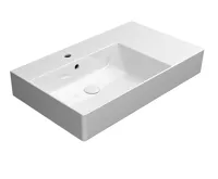 GSI KUBE X keramické umyvadlo 80x47cm, s odkládací plochou vpravo, broušená spodní hrana, bílá ExtraGlaze