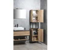 SAPHO SKARA skříňka 35x171x32cm, 2x dvířka, levá/pravá, černá mat/dub Alabama (4)