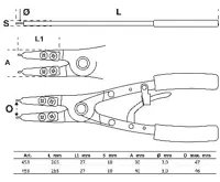 BGS Kleště s kroužkem rovný, pro vnitřek Circlips, 300 mm (1)
