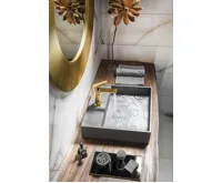 SAPHO QUADRADO betonové umyvadlo včetně výpusti, 46x46cm, černý granit (9)