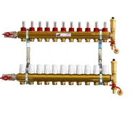 KIIPTHERM PROFI 4R - 11 okruhů, rozdělovač podlahového vytápění s hlavicemi a průtokoměry