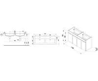 JIKA CUBE Skříňka se 4 dveřmi včetně dvojumyvadla 120 x 43 cm 453661 Bílá (1)